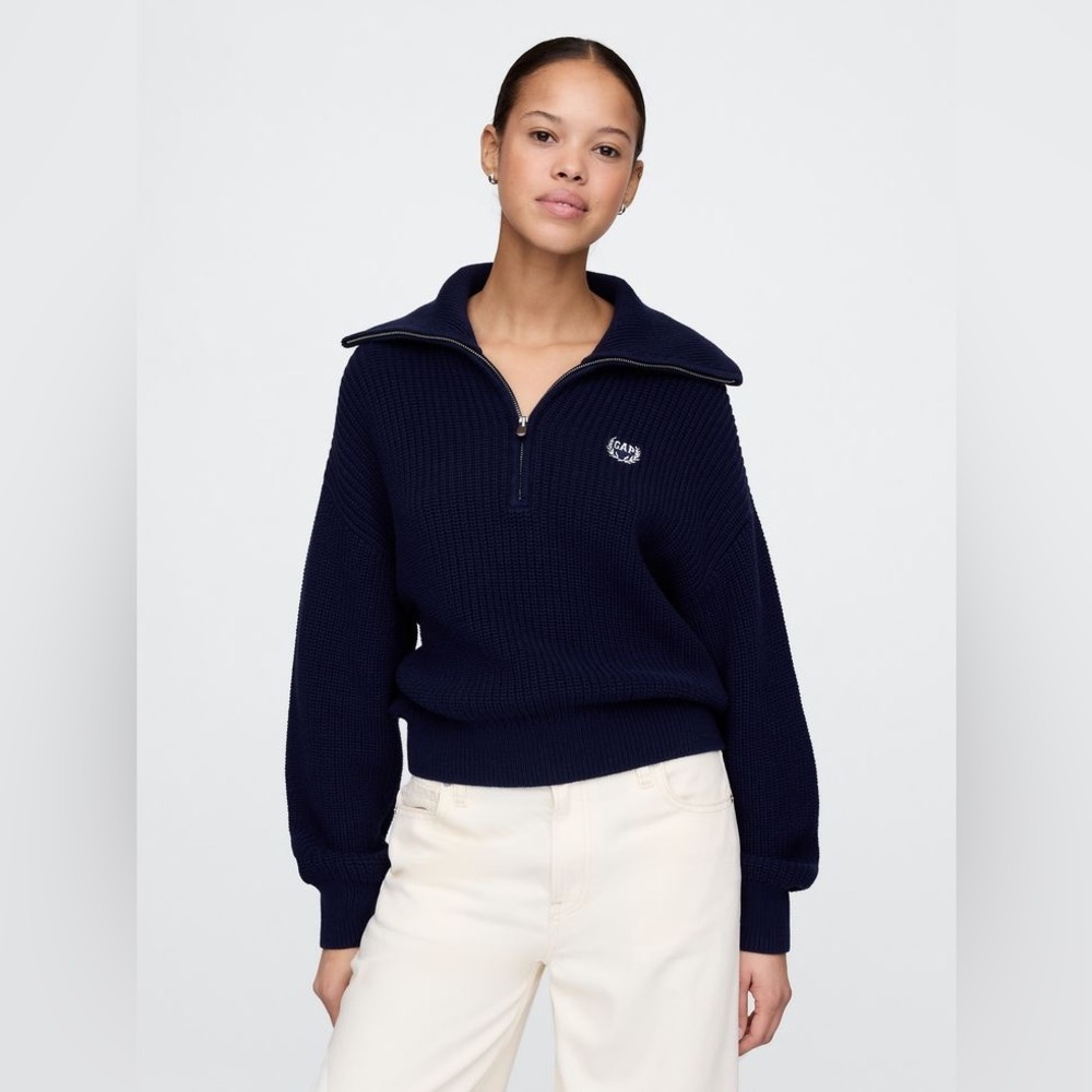 Gap 100% Cotton Half-Zip Pullover Sweater Petite Medium
